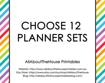 Choose 12 Planner Printable Sets - Create Your Own Planner and/or household binder - PDF - Chevron - Instant Download - Some Sets Editable