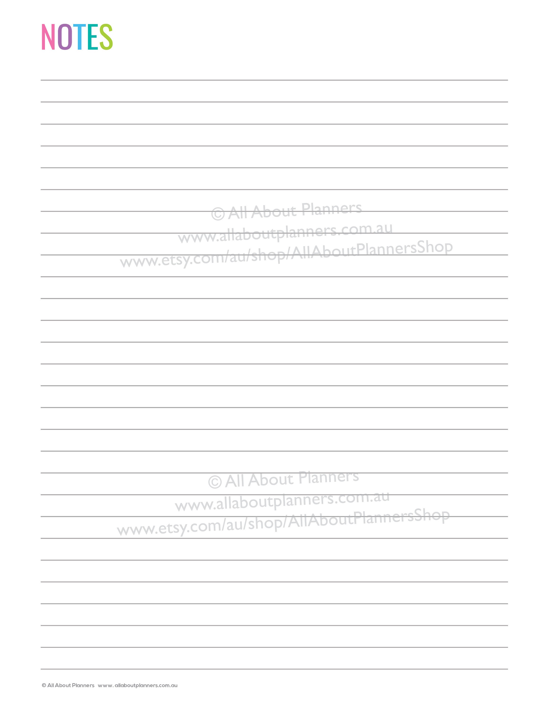 Notes Page Printable Planner Insert Refill Bullet Journal - Etsy Australia