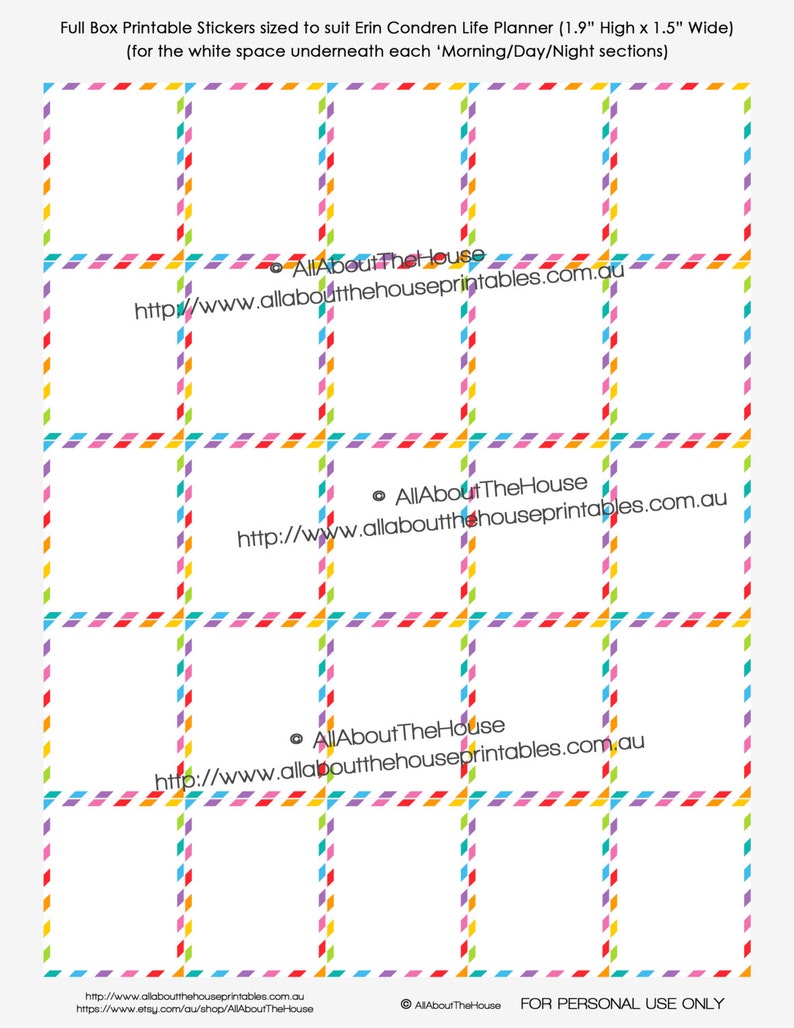 Erin Condren Planner Stickers Printable Full Box Rainbow - Etsy Australia