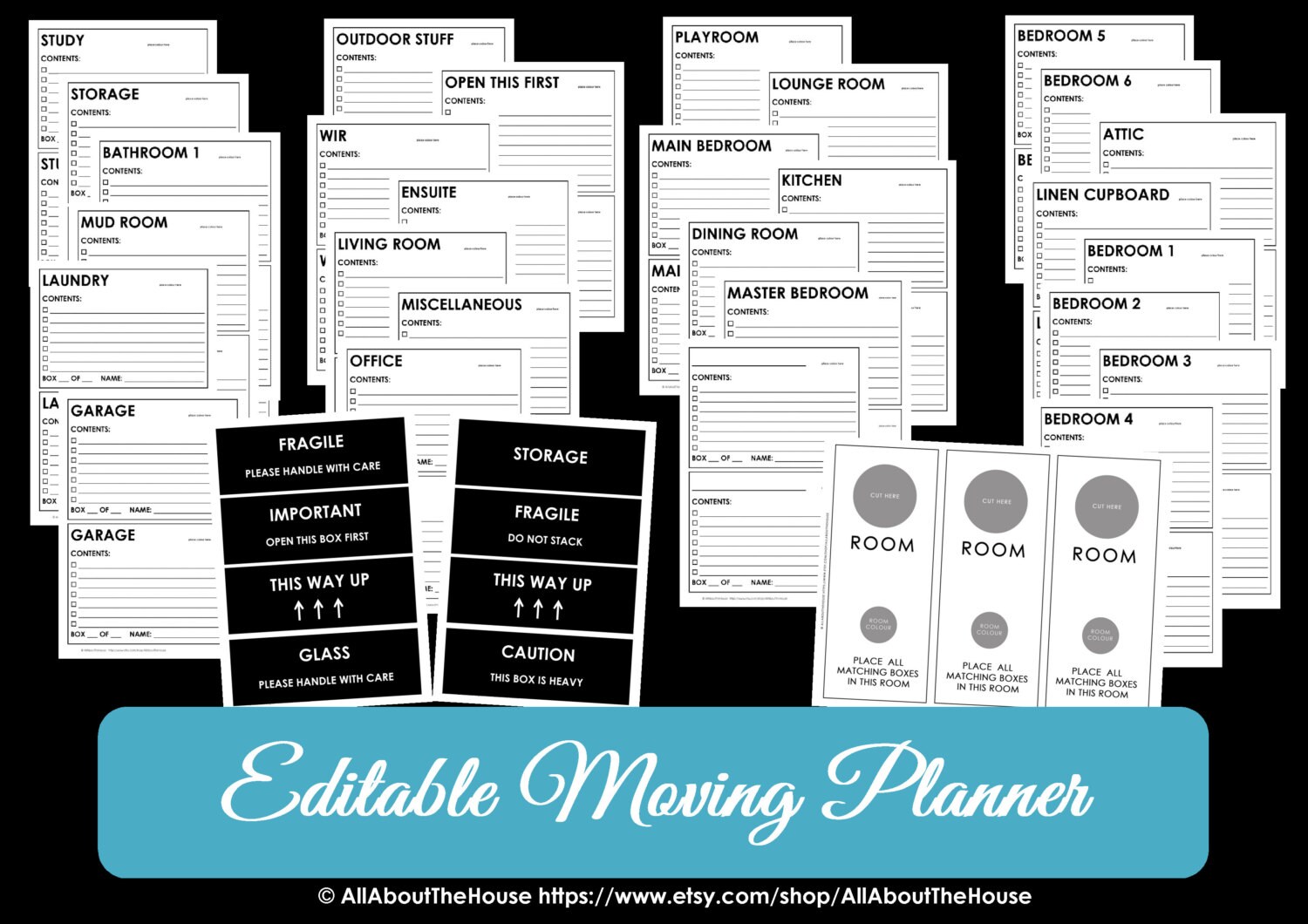 PINK EDITABLE Moving Planner Checklist Binder Printable Chevron ...