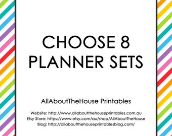 Choose 8 Planner Printable Sets - Create Your Own Planner and/or household binder - PDF - Chevron - Instant Download - Some Sets Editable