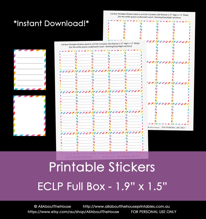 Erin Condren Planner Stickers Printable Full Box  Rainbow  image 1