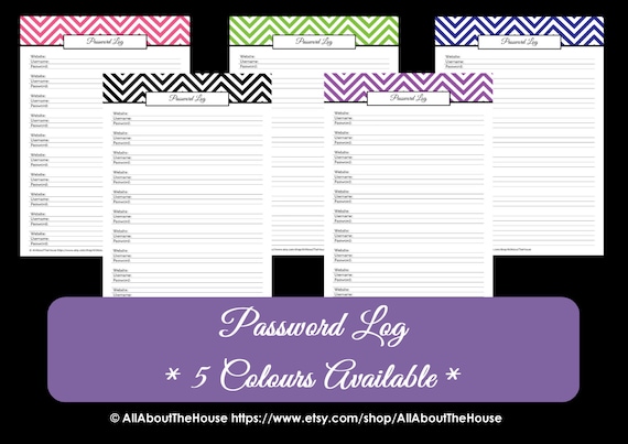 printable password log chevron