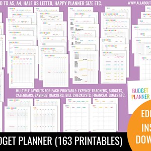 Budget Planner printable editable bill due expenses monthly annual taxes binder divider financial goals debt tracker money manage diy insert image 1