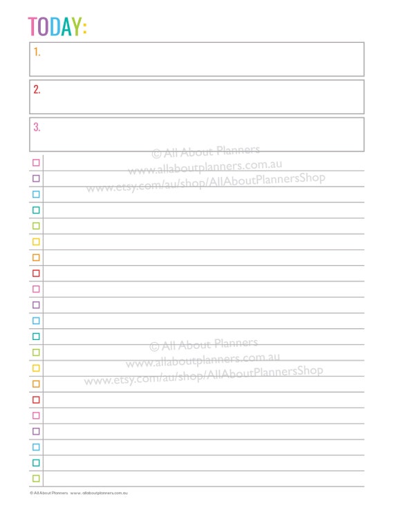 Daily checklist and schedule planner printable editable priorities ...