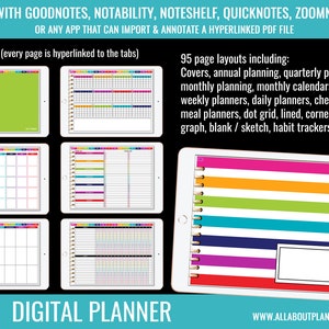 Digital planner undated for Goodnotes noteability or other app monthly tabs calendar weekly planner daily checklists habit tracker dot grid