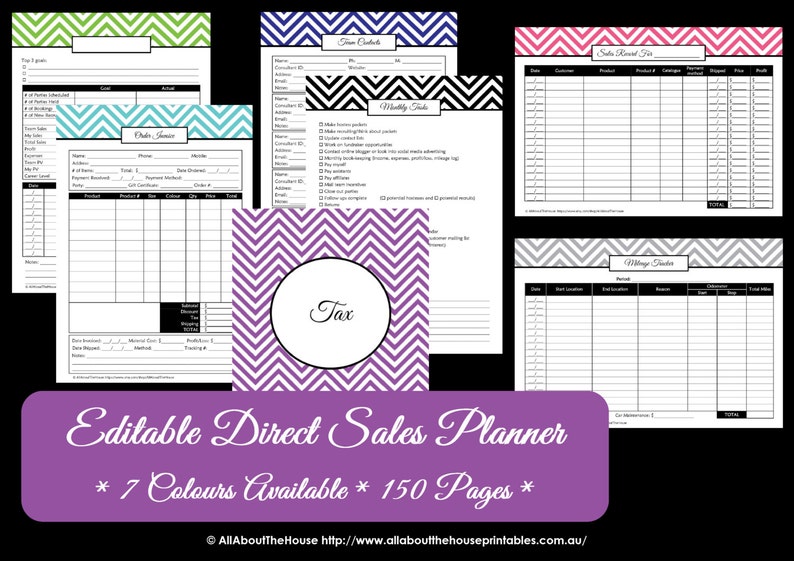 Direct Sales Planner PURPLE Editable Business Planner Binder Printables Organize Any Direct Sales Business 150 pages INSTANT DOWNLOAD afbeelding 5