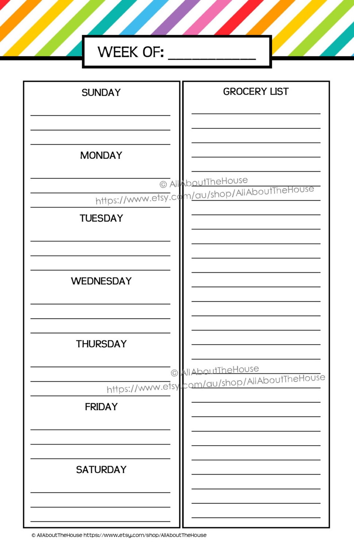 HALF SIZE Printable Planner Daily Planner Weekly Planner - Etsy