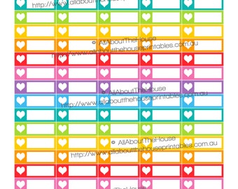 Heart Planner Stickers Printable to do reminder Calendar Organize  1.5" w x 0.5" made for Erin Condren ECLP Plum Paper any planner OL036