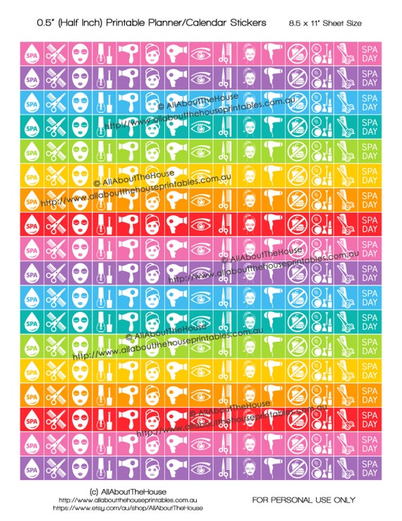 beauty planner stickers, icon, rainbow, manicure, pedicare, spa, haircut, appointment, nails, mud mask, Planner any planner HIS169 Il_570xn