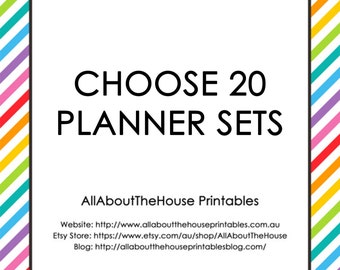 Choose 20 Planner Printable Sets - Create Your Own Planner and/or household binder - PDF - Chevron - Instant Download - Some Sets Editable