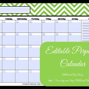 EDITABLE 12 monthly calendar printable chevron pattern use for 2022, 2023 and beyond Perpetual meal plan, cleaning, blog, family calendar image 2