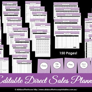 Direct Sales Planner Editable Business Planner Binder Printables Organize Any Direct Sales Business 150pgs Purple Polka Dot INSTANT DOWNLOAD image 3