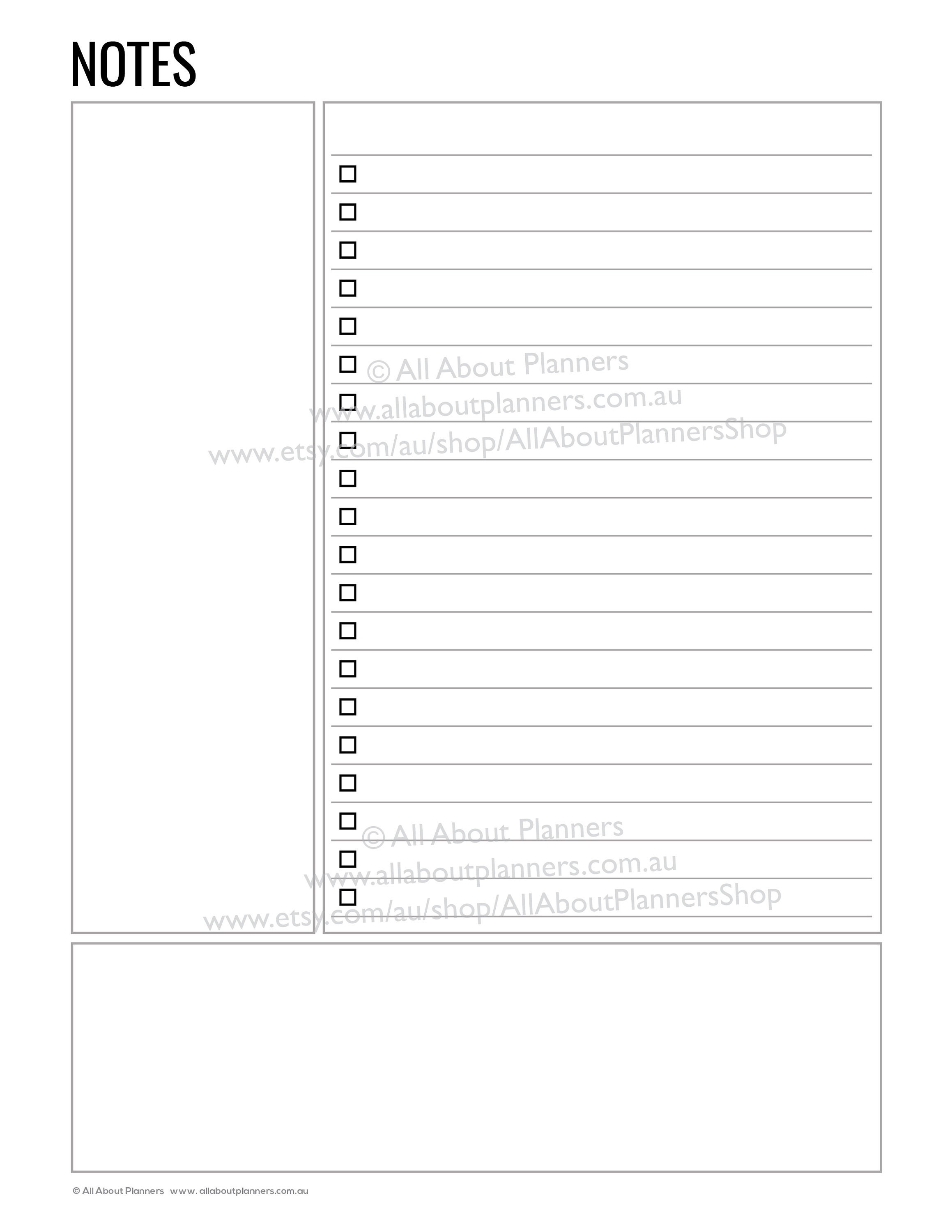 Notes Page Printable Planner Insert Refill Bullet Journal Graph Lined ...