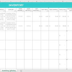 Inventory spreadsheet etsy seller tool shop management supplies materials cost of goods sold wholesale retail pricing worksheet excel forms image 7