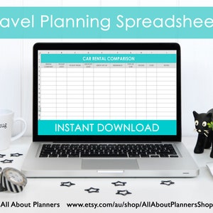 Travel Planning excel spreadsheets itinerary month week budget organizer spending to do list before we leave insurance transfer car rental Bild 7