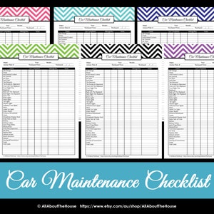 EDITABLE Car Maintenance Checklist - Auto Log - Vehicle Checklist - Vehicle Information - Automobile Checklist Vehicle Log Chevron pdf