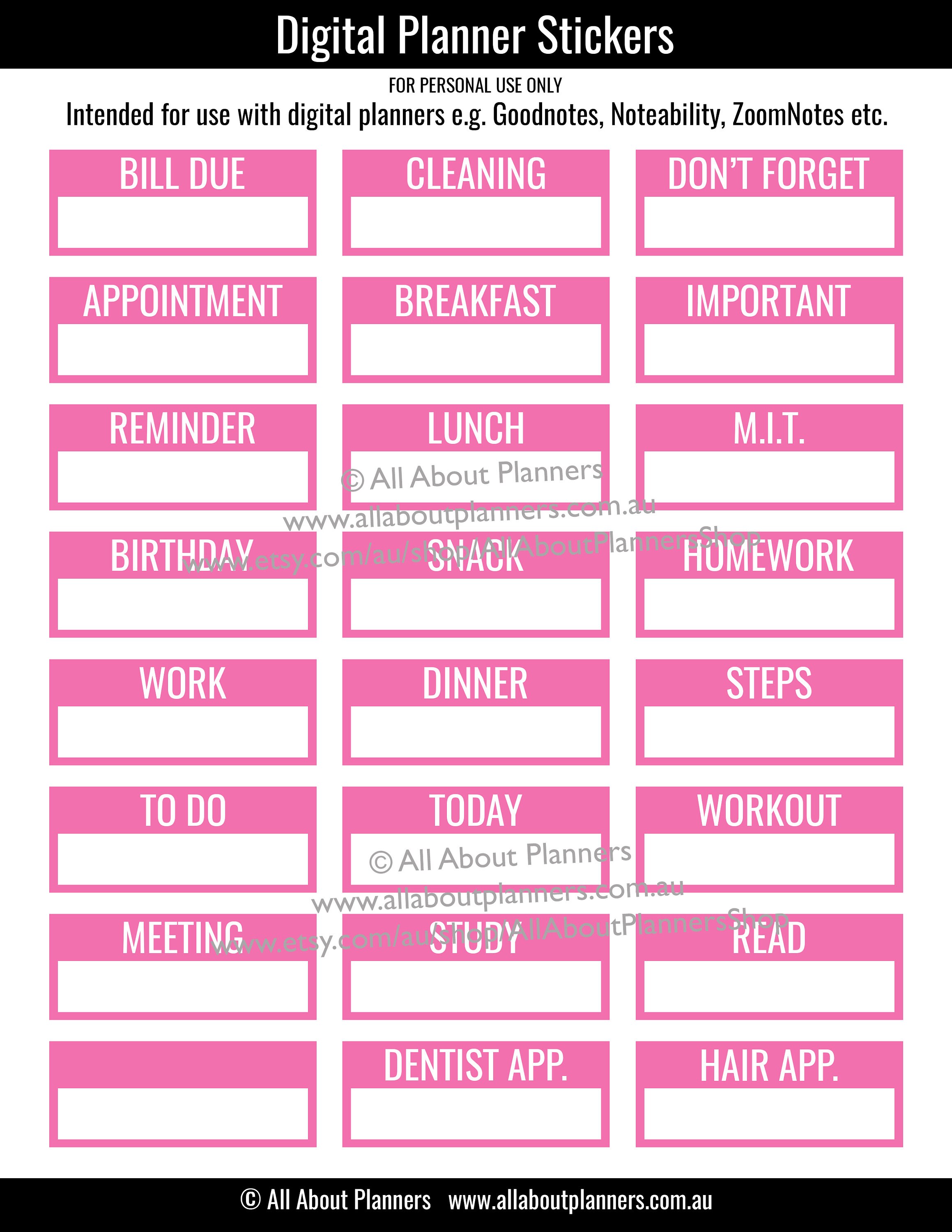 Digital Planner Stickers Labels Appointments Reminders Budget Etsy