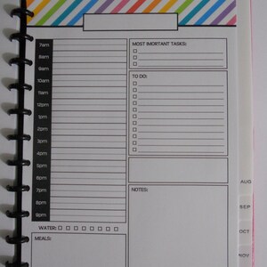Daily Planner Day Planner Printable day to a page half size letter Rainbow PDF Editable Planner 2017 2018 undated Agenda letter arc planner image 2