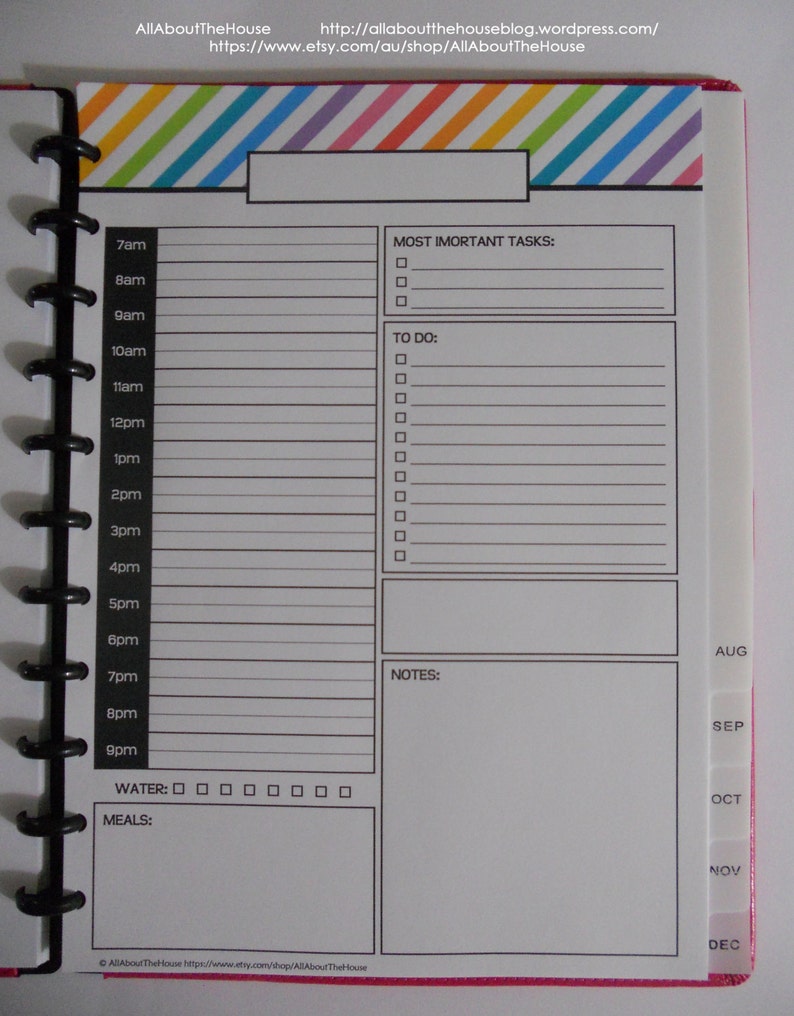 Daily Planner Day Planner Printable Day to a Page Half Size Etsy