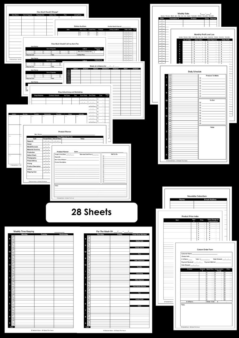 Etsy Business Planner Printables Work At Home Mom, online Business, ebook, worksheet, workbook, Household Binder, organizer, form, template image 2