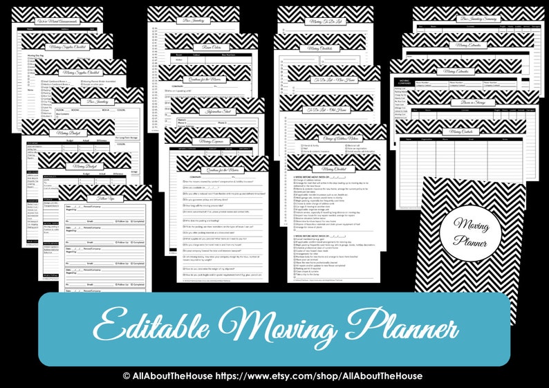 editable moving box labels planner checklist binder printable etsy