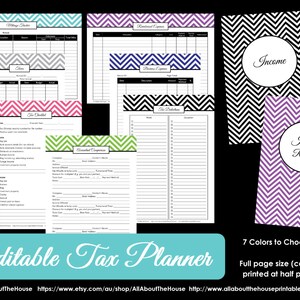 EDITABLE LIGHT BLUE Tax planner printable organizer Household Binder cover chevron template finance money management tool tabs editable pdf image 5