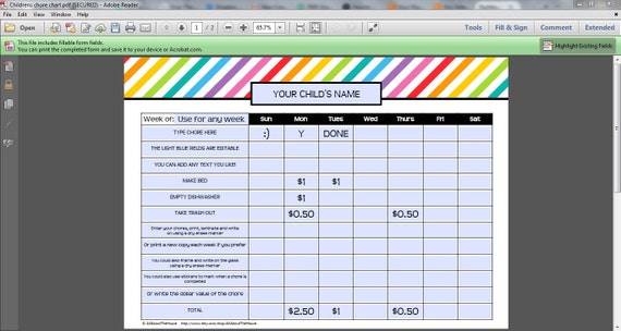 Child Schedule Chart