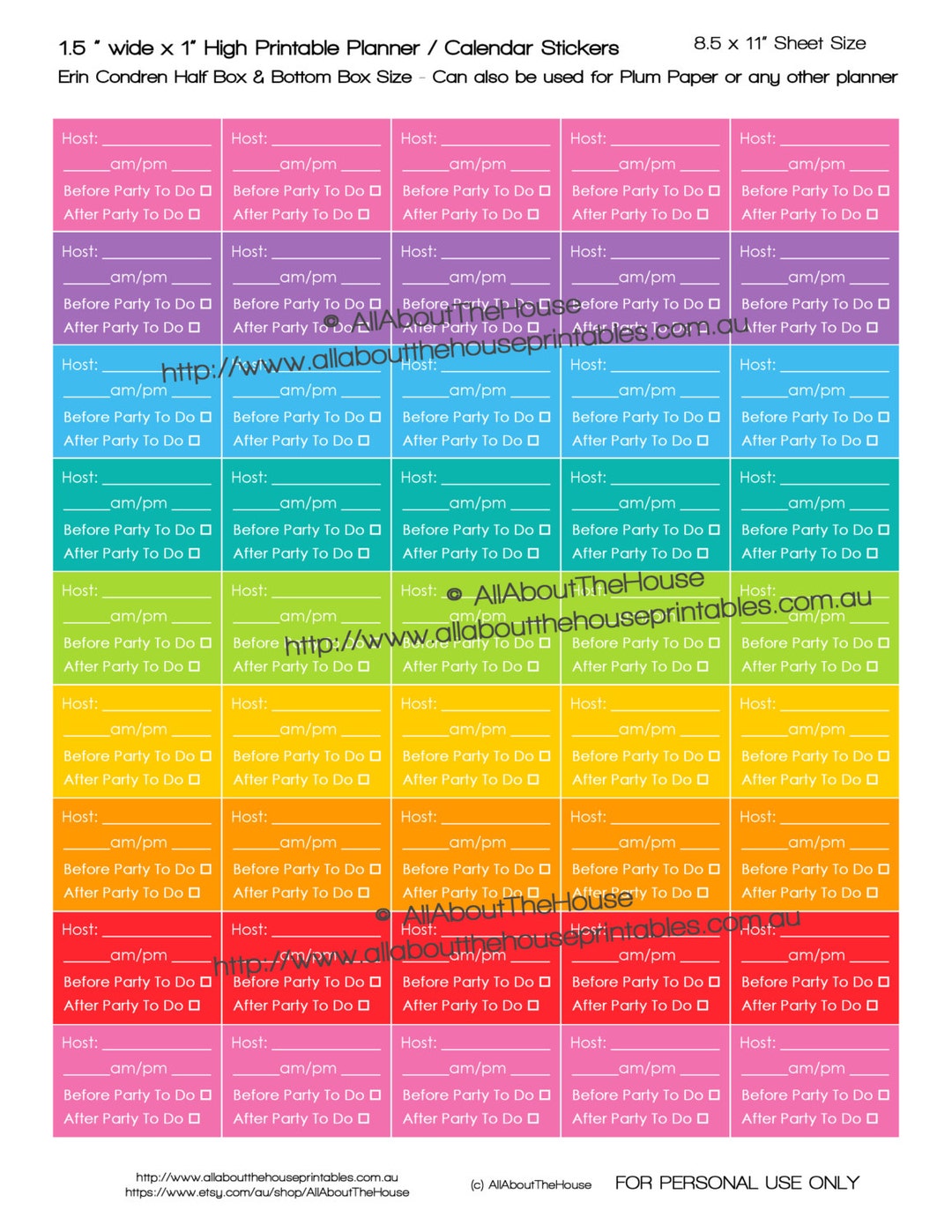 Direct Sales Planner Party Stickers Printable Rainbow Planner Etsy