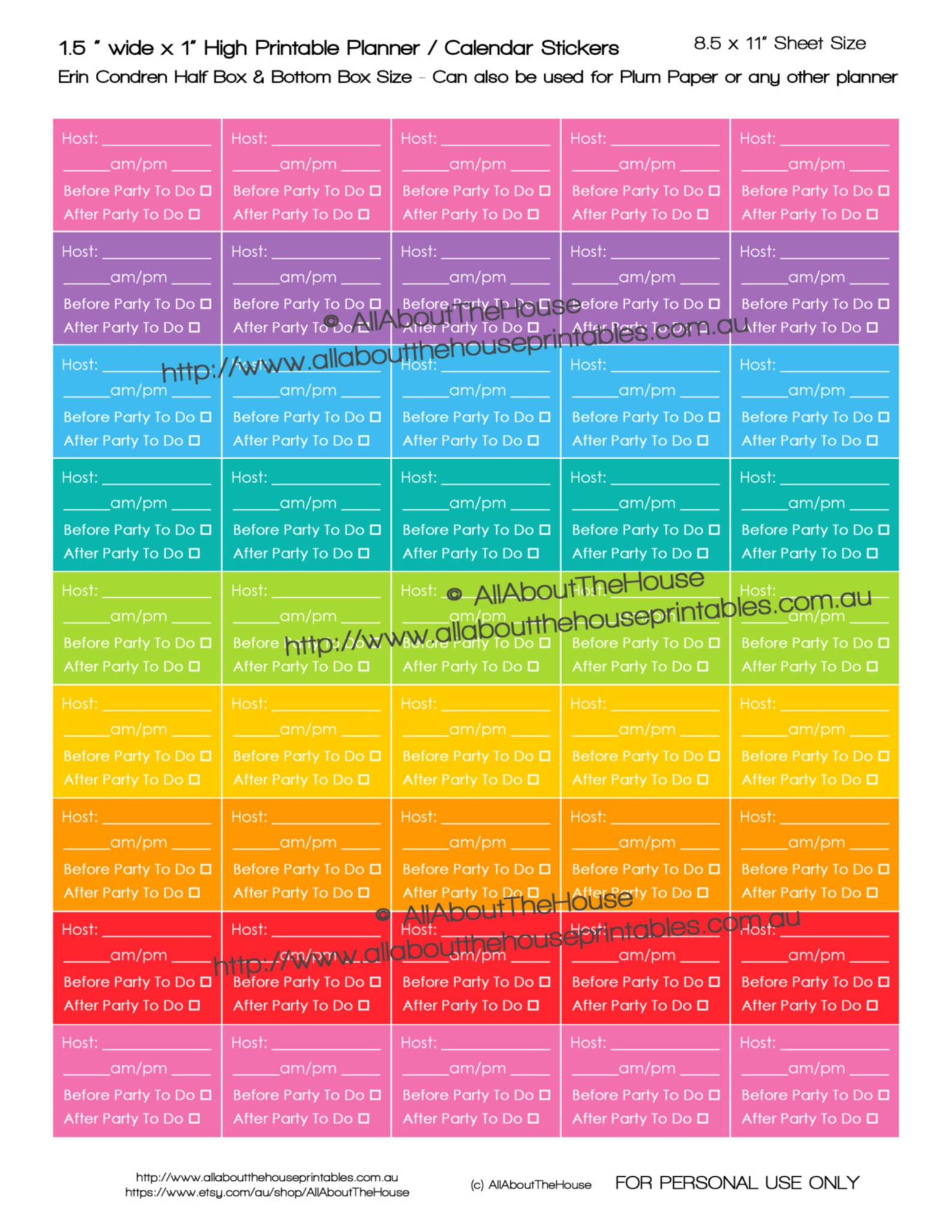 Direct Sales Planner Party Stickers Printable Rainbow Planner Made for ...