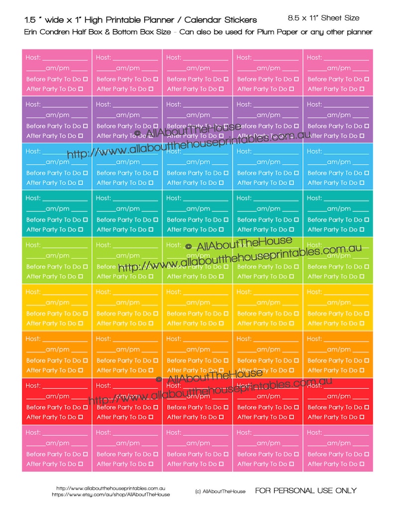 Direct Sales Planner Party Stickers Printable Rainbow Planner | Etsy