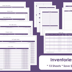 Home Inventory Printables - Home Organisation - Household Binder - 13 sheets - Value Pack