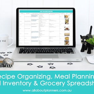 Meal planning excel spreadsheets grocery list food inventory favorite recipes menu plan monthly family google sheets home planner