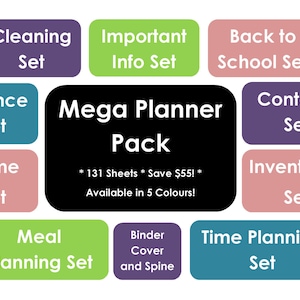 Mega Household Binder Planner Pack Printables - Home Organisation - 131 sheets - Super Value Pack