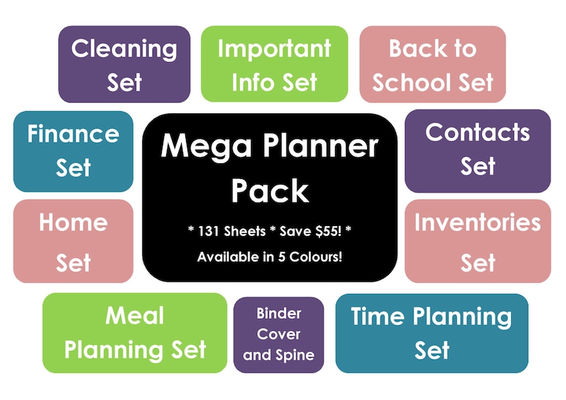 Mega Household Binder Planner Pack Printables Home Organisation 131 sheets Super Value Pack image 1