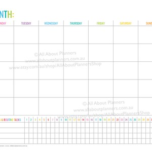 Monthly Calendars printable editable planner insert refill habit tracker to do shopping grocery task organizer agenda US letter size resize image 2