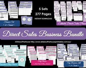 LIGHT BLUE Direct Sales Business Planner Printable Blog Finances Parties Work at Home Mom Business Management Chevron Printable PDF Editable
