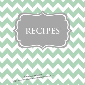 EDITABLE Recipe Binder Printables Recipe Sheet Recipe Card Recipes to Try Template PDF Editable Binder Cover Mint Grey Favorite Recipes image 1