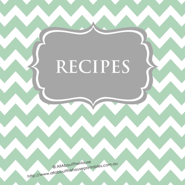 EDITABLE Recipe Binder Printables Recipe Sheet Recipe Card Recipes to Try Template PDF Editable Binder Cover Mint Grey Favorite Recipes