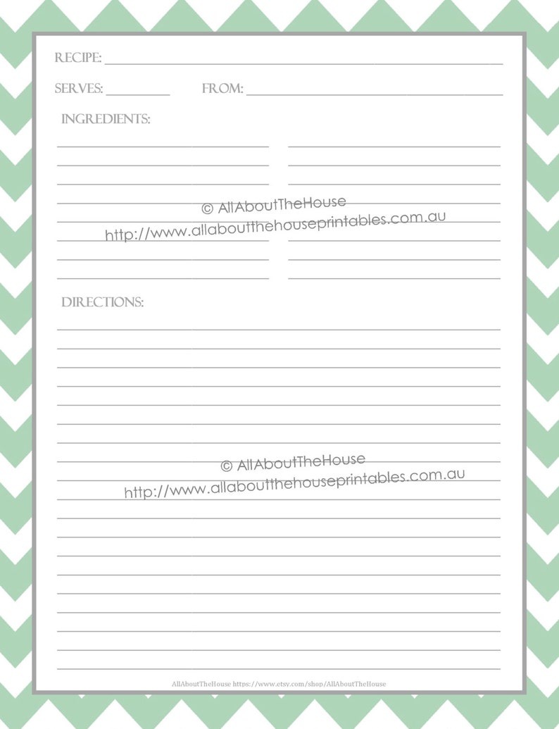 EDITABLE Recipe Binder Printables Recipe Sheet Recipe Card Recipes to Try Template PDF Editable Binder Cover Mint Grey Favorite Recipes image 4