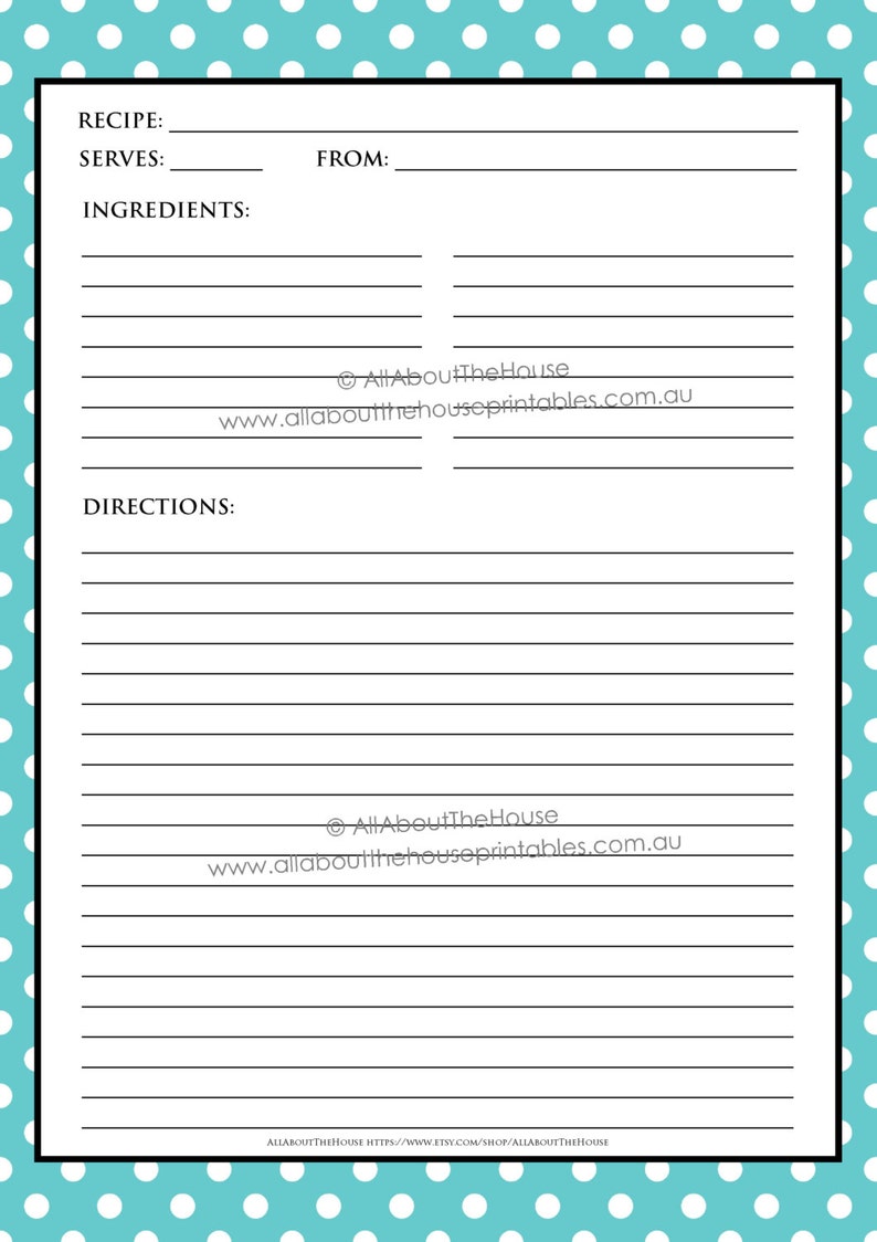 recipe file cards