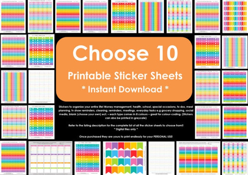 Checkbox List Flag Planner Stickers to do Printable tasks goals 1.9 L x 0.25 W Rainbow ECLP Plum Paper Fl007 image 4