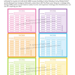 Work planner stickers notes page Printable instagram follower stats made for Erin Condren ECLP Rainbow monthly tracker happy plum NPTS4 image 1