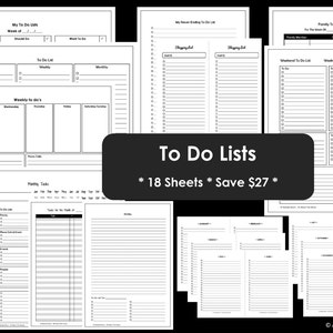 To Do's Printables To Do Lists Organisation Household Binder 18 sheets Value Pack image 1