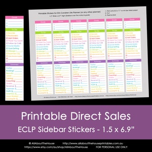 Direct Sales Planner Stickers Weekly or Monthly checklist goals to do routine tasks sidebar happy planner made for Erin Condren plum paper image 1