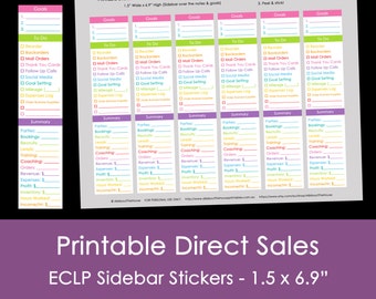 Direct Sales Planner Stickers - Weekly or Monthly checklist goals to do routine tasks sidebar happy planner made for Erin Condren plum paper