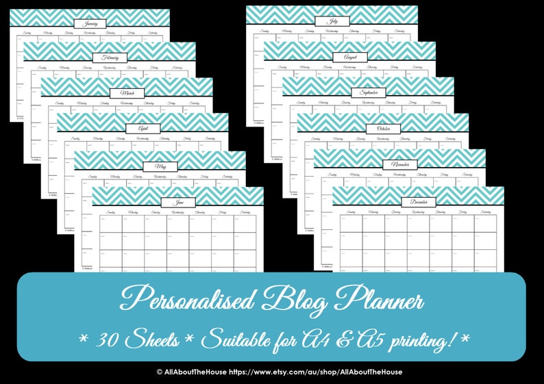 Blog Planner Printables Chevron Blog Management Organisation Household Binder 30 sheets Value Pack image 3