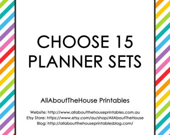 Choose 15 Planner Printable Sets - Create Your Own Planner and/or household binder - PDF - Chevron - Instant Download - Some Sets Editable