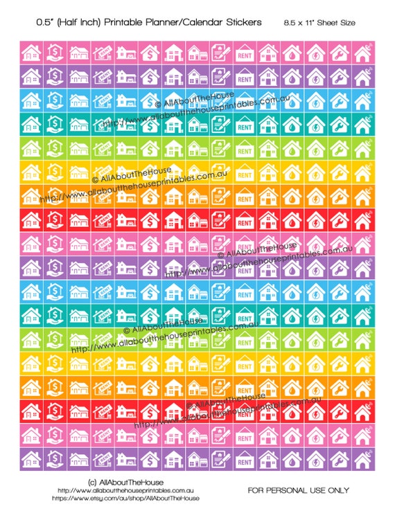 House Rent mortgage planner stickers icon bills due electricity water