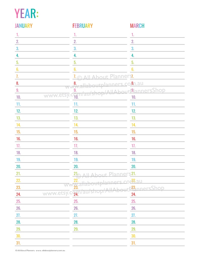 annual planner printable planner insert editable refill to do quarterly goals overview future log US letter size resize a5 half junior image 3